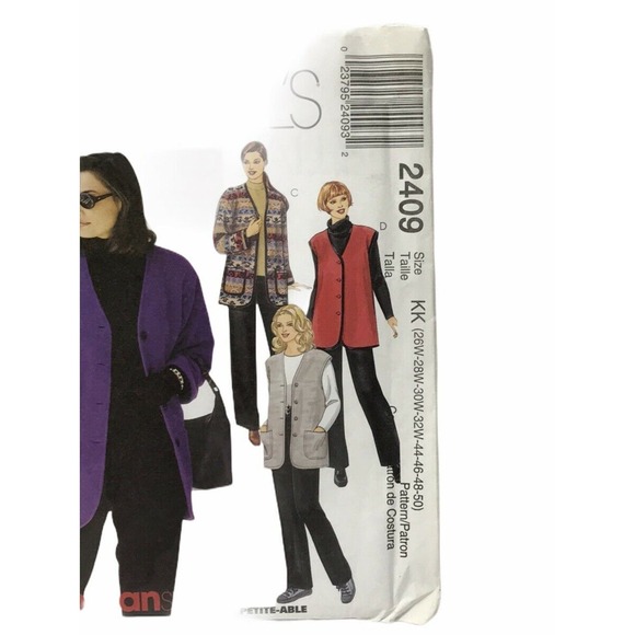 Mccalls 2409 Womens Jacket Vest Pull On Pants Sewing Pattern Size 26W-50 - Picture 2 of 7